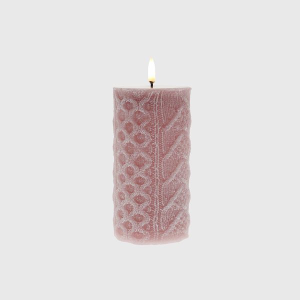 Grey Pink Embossed Cable Stitch - Image 3