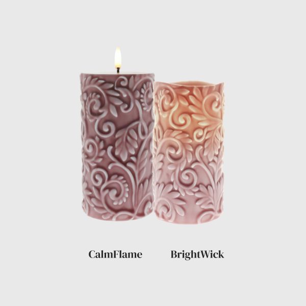 Grey Pink Embossed Laurel