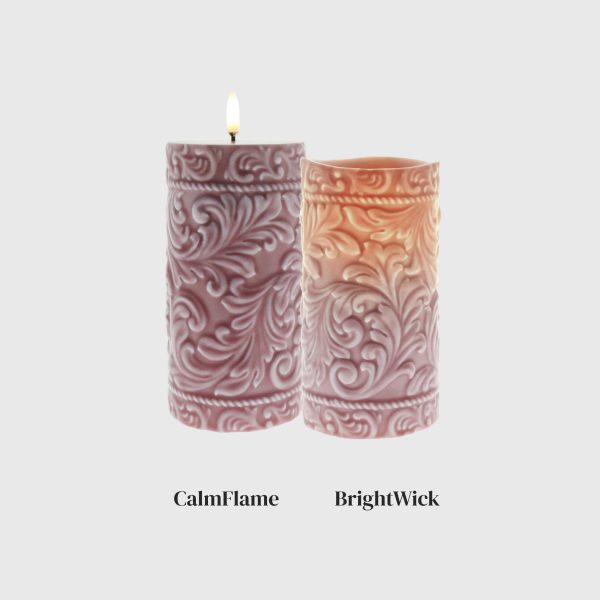 Grey Pink Embossed Cord & Laurel