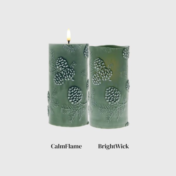 Green Embossed Pine Cones