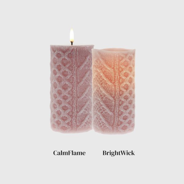 Grey Pink Embossed Cable Stitch
